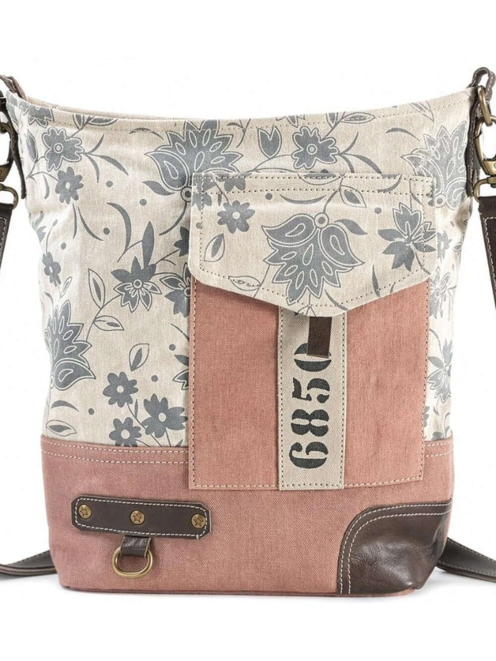 3Blifestyle Canvas Crossbody Bag for Women, Floral Leather Shoulder Purse